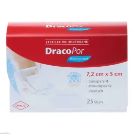DracoPor nepremočljiva obloga za rane 5x7,2 cm sterilna, 25 kom