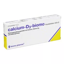 CALCIUM-D3-biomo žvečljive tablete 500+D, 20 kos