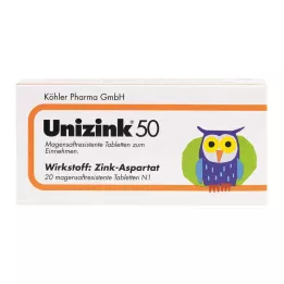 UNIZINK 50 gastrorezistentnih tablet, 20 kom