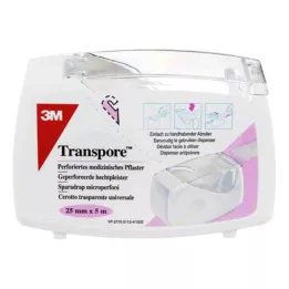 TRANSPORE 2,5 cm x 5 m obliž na podajalniku, 1 kos