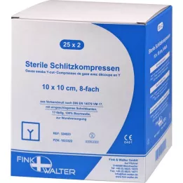 SCHLITZKOMPRESSEN 10x10 cm sterilni 8-smerni, 25X2 kos