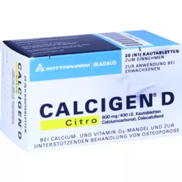 CALCIGEN D Citro 600 mg/400 ie žvečljive tablete, 20 kos