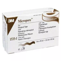 MICROPORE Našitek iz flisa 2,5 cm x 9,1 m koža 1533-1, 12 kosov