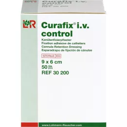 CURAFIX i.v. Paket za fiksiranje kanile Control 6x9 cm, 50 kos