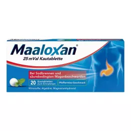 MAALOXAN 25 mVal žvečljive tablete, 20 kos