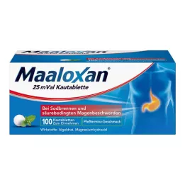 MAALOXAN 25 mVal žvečljive tablete, 100 kos