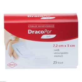 DracoPor Mehka bela obloga za rane 7,2x5 cm sterilna, 25 kos