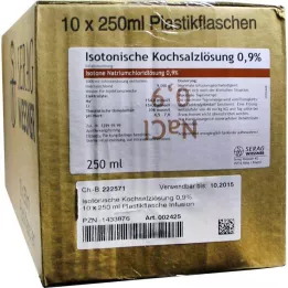 ISOTONISCHE Fiziološka raztopina 0,9 % plastična raztopina, 10X250 ml