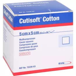 CUTISOFT Bombažna kompresa 5x5 cm sterilna, 25X2 kom
