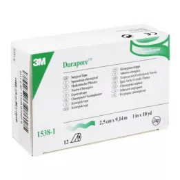 DURAPORE Svileni obliž 2,5 cm x 9,1 m v roli, 12 kosov