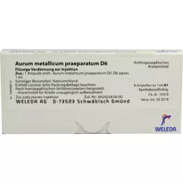 AURUM METALLICUM PRAEPARATUM D 6 ampul, 8 kos