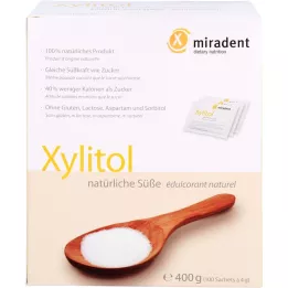 MIRADENT Xylitol sladkorni nadomestek v vrečkah v prahu, 100 x 4 g