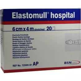 ELASTOMULL bolniški 6 cm x 4 m elastični fiksirni povoj bel, 20 kos
