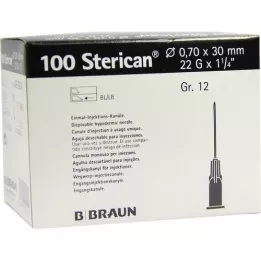 STERICAN Kanile Luer-Lok 0,70x30 mm velikost 12 črne, 100 kosov