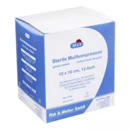 MULLKOMPRESSEN 10x10 cm sterilni 12-kratni, 25X2 kos
