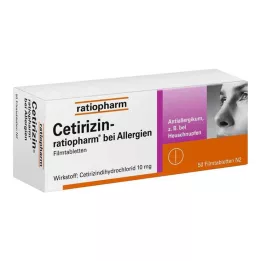 CETIRIZIN-ratiopharm za alergije 10 mg filmsko obložene tablete, 50 kos