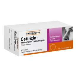 CETIRIZIN-ratiopharm za alergije 10 mg filmsko obložene tablete, 100 kos