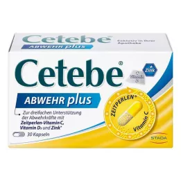 CETEBE ABWEHR plus vitamin C+vitamin D3+cinkove kapsule, 30 kos