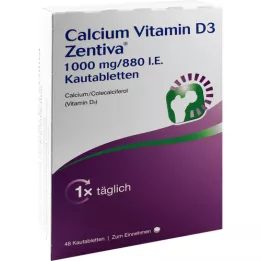 CALCIUM VITAMIN D3 Zentiva 1000 mg/880 i.e. Kautab, 48 kosov