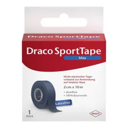 Draco tape bandaža 10mx2cm modra, 1 kos