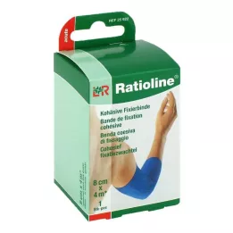 RATIOLINE akutno fiksacijski povoj kohezivni 8 cmx4 m moder, 1 kos