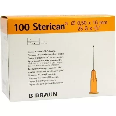 STERICAN Ins.Einm.Kan.0,5x16 mm, 100 kos
