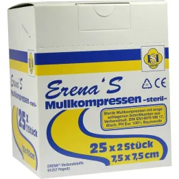 Erena Sterilna kompresa iz gaze 7,5x7, 25x2 kom