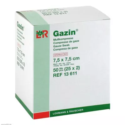 GAZIN Gaza komp. 7,5x7,5 cm sterilna 8-slojna, 25X2 kom GAZIN Gaza komp. 7,5x7,5 cm sterilna 8-slojna, 25X2 kom