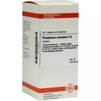 PHOSPHORUS AMORPHUS D 6 tablet, 200 kos PHOSPHORUS AMORPHUS D 6 tablet, 200 kos