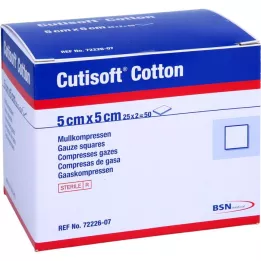 CUTISOFT Bombažna kompresa 5x5 cm sterilna 12-slojna, 25X2 kos