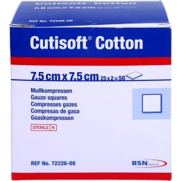 CUTISOFT Bombaž kompr.7,5x7,5 cm ster.12 zg., 25X2 kos