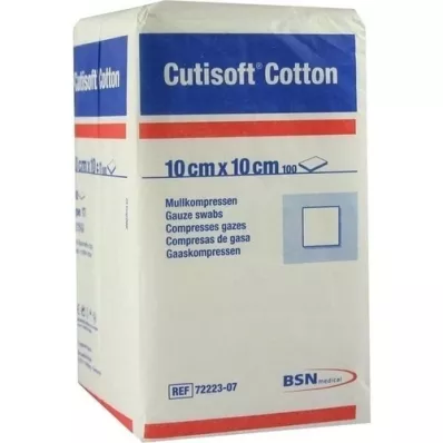 CUTISOFT Bombaž kompr.10x10 cm nest.12-krat, 100 kos CUTISOFT Bombaž kompr.10x10 cm nest.12-krat, 100 kos