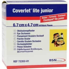 COVERLET lite junior očesni okluzijski okvir 47x67 mm, 40 kos