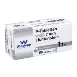 P TABLETTEN bela razdalja 7 mm, 50 kos