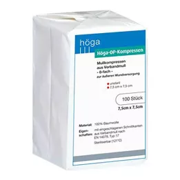 HÖGA-KOMPRESSEN OP 7,5x7,5 cm nesterilno 8-kratno, 100 kos