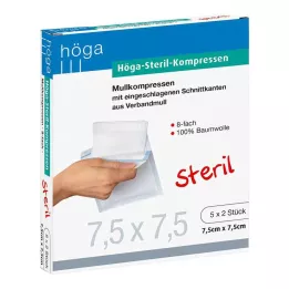 HÖGA-KOMPRESSEN 7,5x7,5 cm sterilne 8-kratne, 5X2 kos