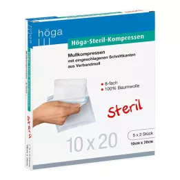 HÖGA-KOMPRESSEN 10x20 cm sterilni 8-kratni, 5X2 kos