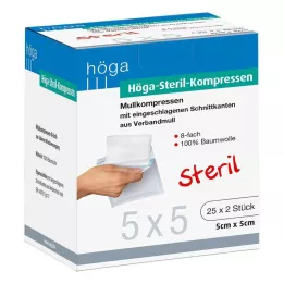 HÖGA-KOMPRESSEN 5x5 cm sterilni 8-kratni, 25X2 kos