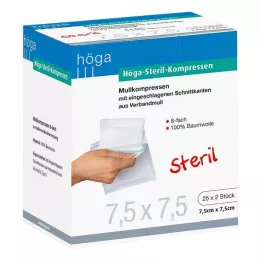 HÖGA-KOMPRESSEN 7,5x7,5 cm sterilni 8-smerni, 25X2 kos