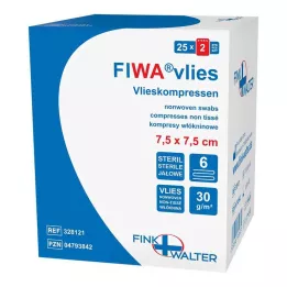 VLIESKOMPRESSEN 7,5x7,5 cm sterilni 6-potni, 25X2 kos