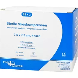 VLIESKOMPRESSEN 7,5x7,5 cm sterilni 4-slojni, 25X2 kos