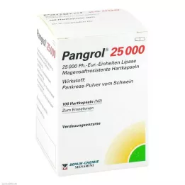 PANGROL 25.000 trdih kapsul z enterično obloženimi peletami, 100 kosov