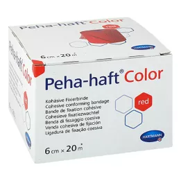 PEHA-HAFT Barvni fiksirni povoj 6 cmx20 m rdeč, 1 kos