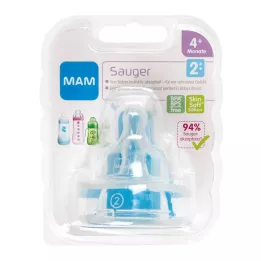 MAM Silikonski cucelj velikosti 2 4+ mesecev, 2 kosa