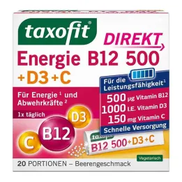 Taxofit Energy B12 500 + D3 + C Direktne granule, 20 kos