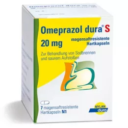 OMEPRAZOL dura S 20 mg gastrorezistentne trde kapsule, 7 kos