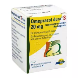 OMEPRAZOL dura S 20 mg gastrorezistentne trde kapsule, 14 kos