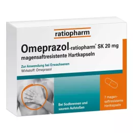 OMEPRAZOL-ratiopharm SK 20 mg gastrorezistentne trde kapsule, 7 kos