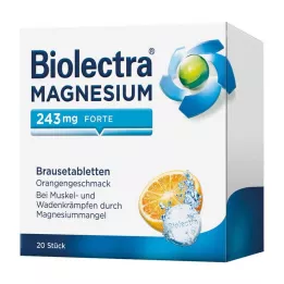 BIOLECTRA Magnezij 243 mg forte Oranžna šumeče tablete, 20 kos