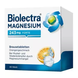 BIOLECTRA Magnezij 243 mg forte Oranžna šumeče tablete, 40 kos